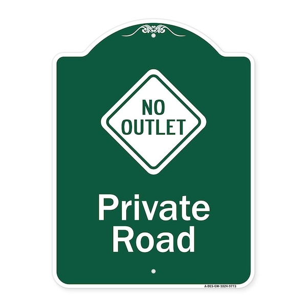 Private Road With No Outlet Symbol Heavy-Gauge Aluminum Architectural Sign, 24" H, GW-1824-9773